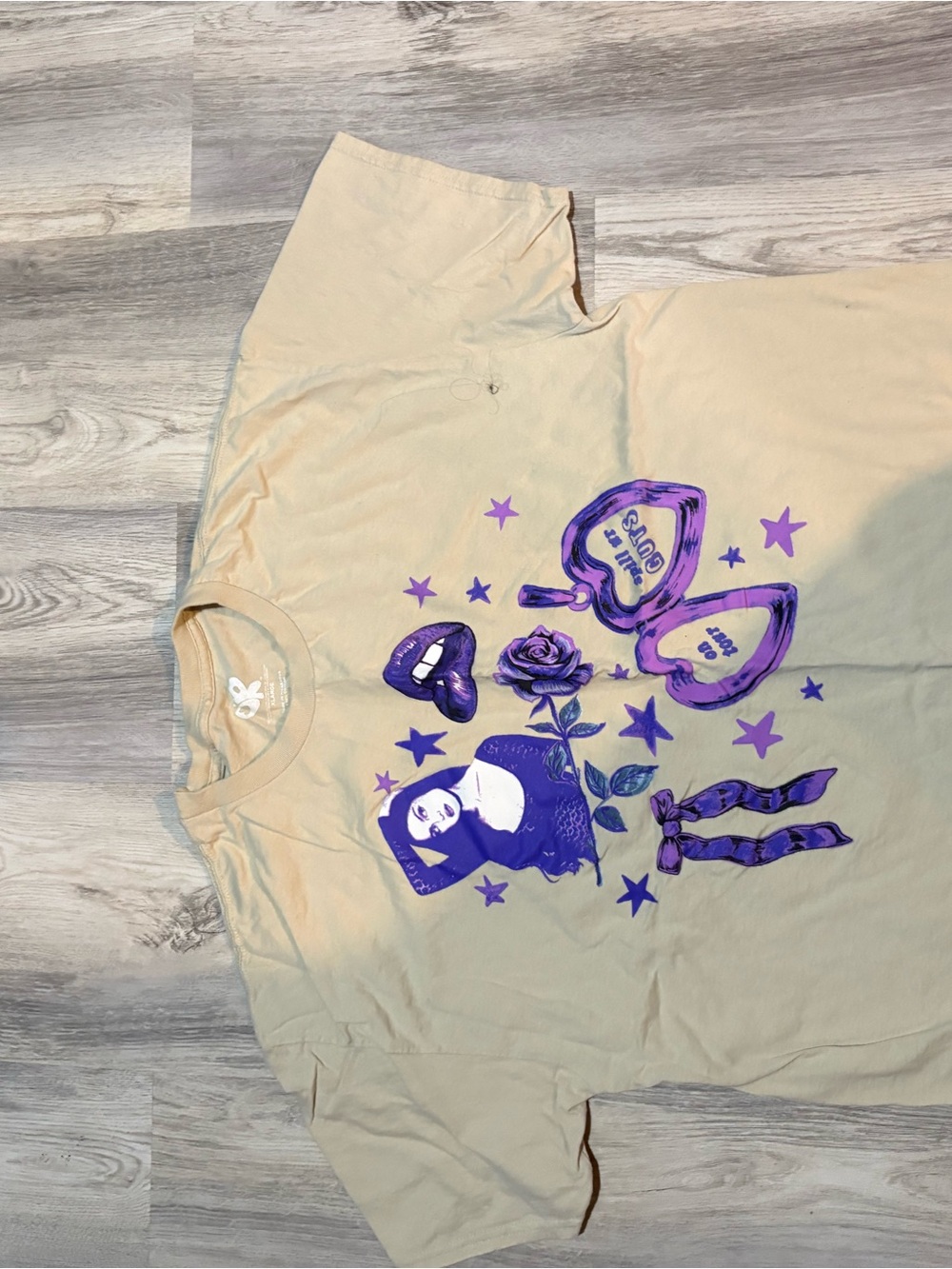 Kids Beige Graphic Tee with Purple Print - Bunny Brand